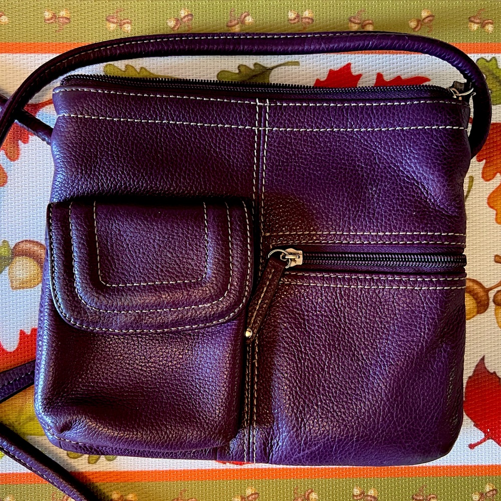 Tignanello purple leather crossbody purse New